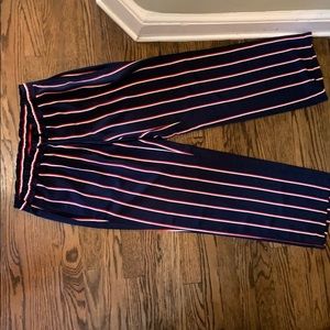 Blue and white striped pants